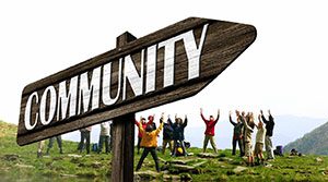 Sign with the words "Community" on it
